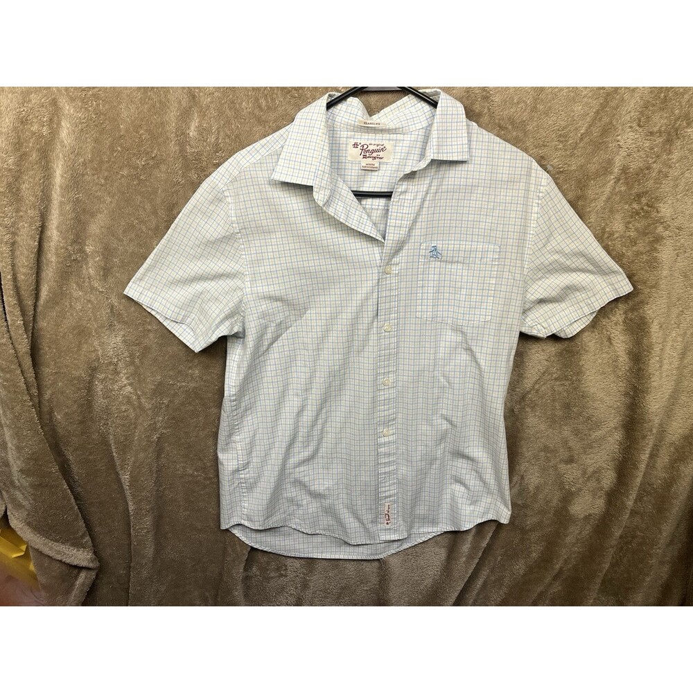 Penguin By Munsingwear Men's Short Sleeve Multicolor  Plaid  Button Up Size M